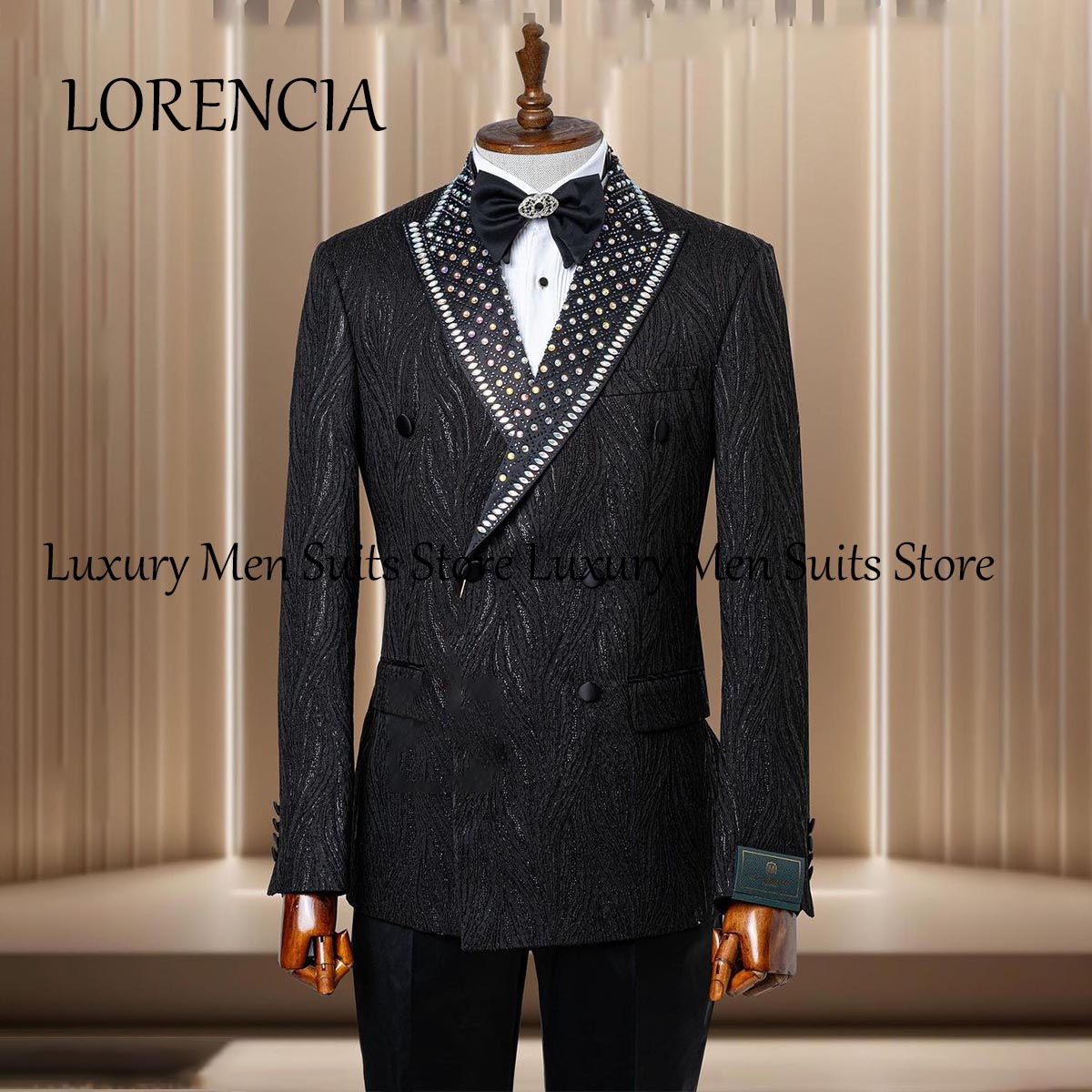 Men'S Grooming Kits - Luxury Crystals Beaded Lapel Tuxedos Men