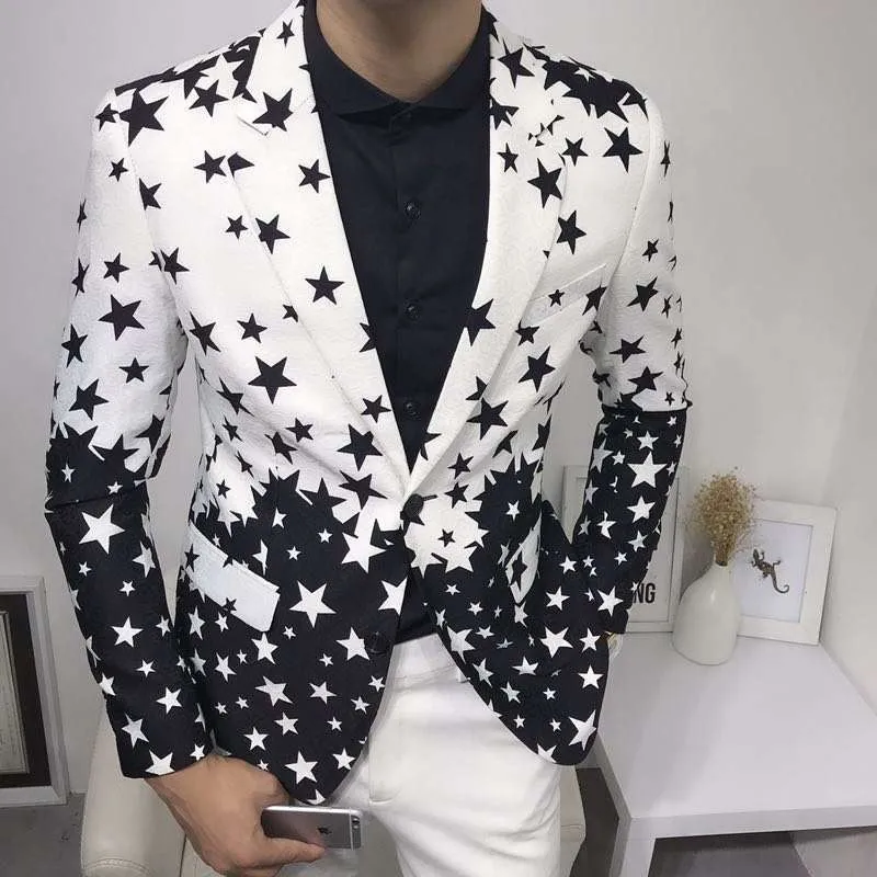 Star Print Slim Fit Blazers 20 - Men'S Grooming Club ulasan dan harga