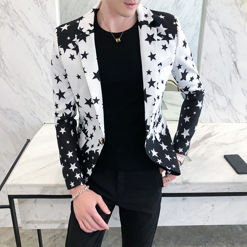 Star Print Slim Fit Blazers 20 - Men'S Grooming Club ulasan dan harga