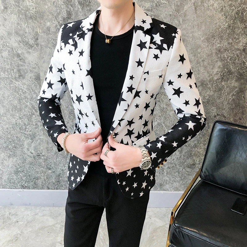 Star Print Slim Fit Blazers 20 - Men'S Grooming Club ulasan dan harga