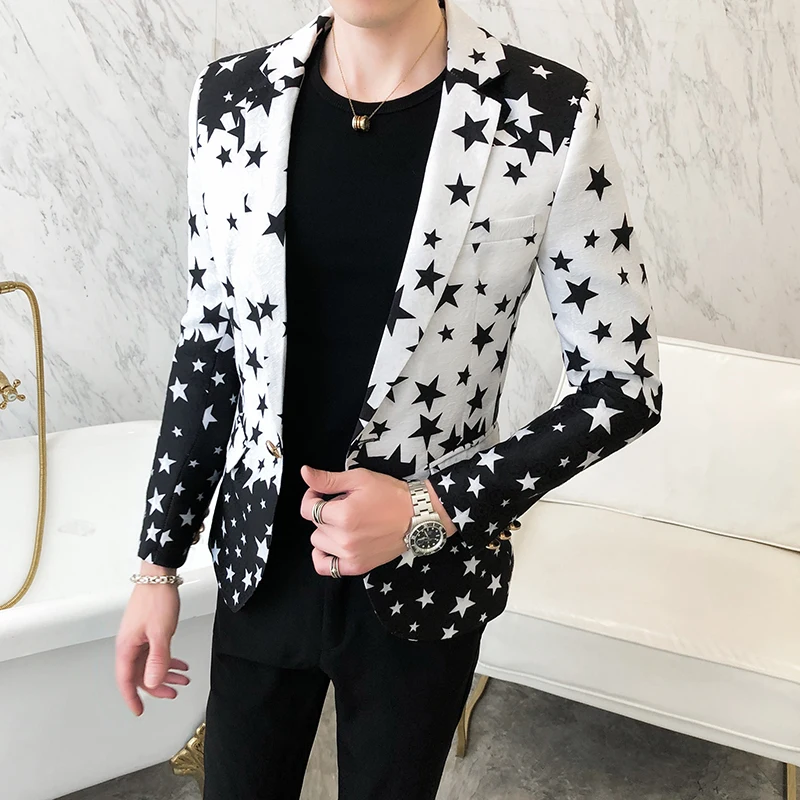 Star Print Slim Fit Blazers 20 - Men'S Grooming Club ulasan dan harga