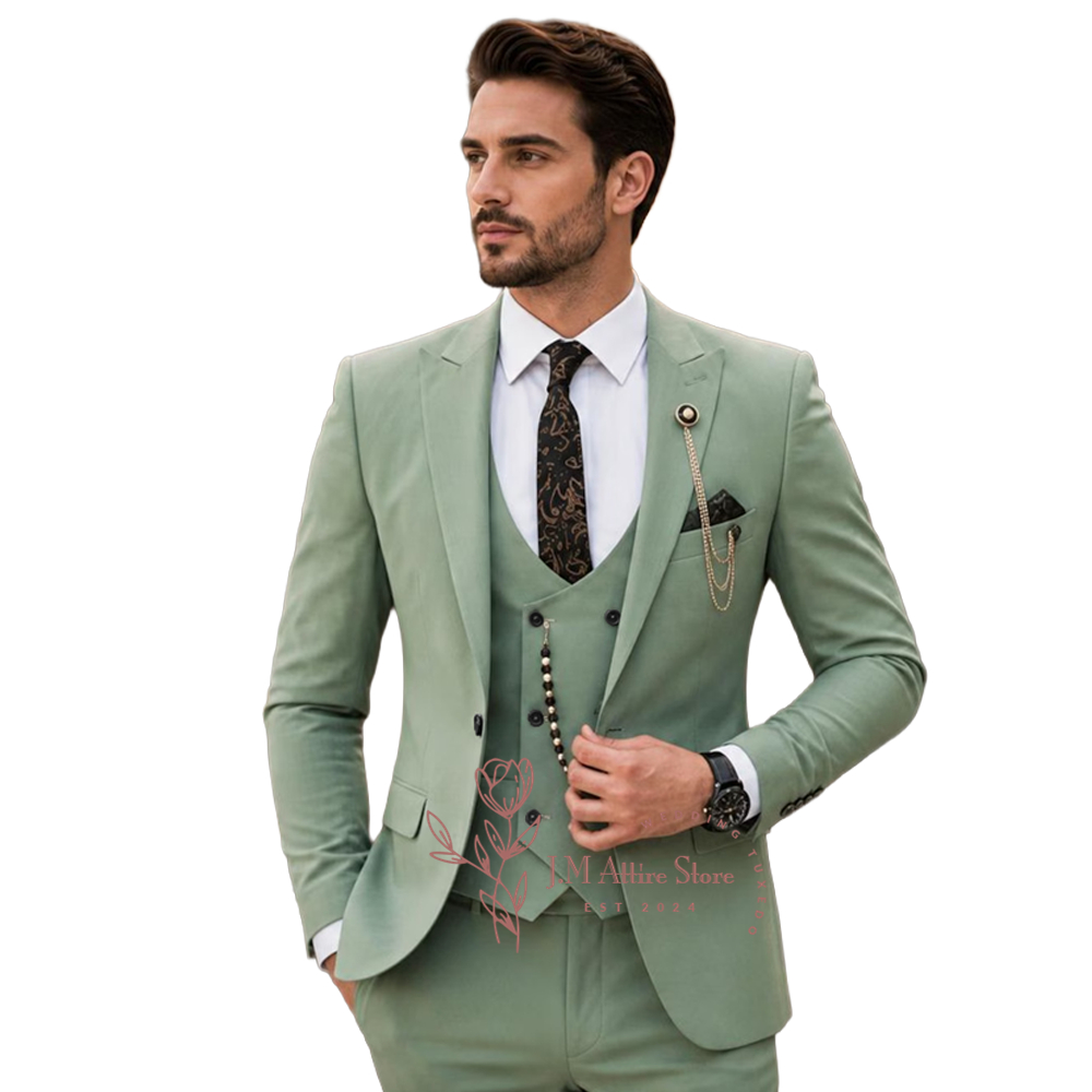 Sage Green Suit Men's 3 Piece  - Men'S Grooming Kits ulasan dan harga