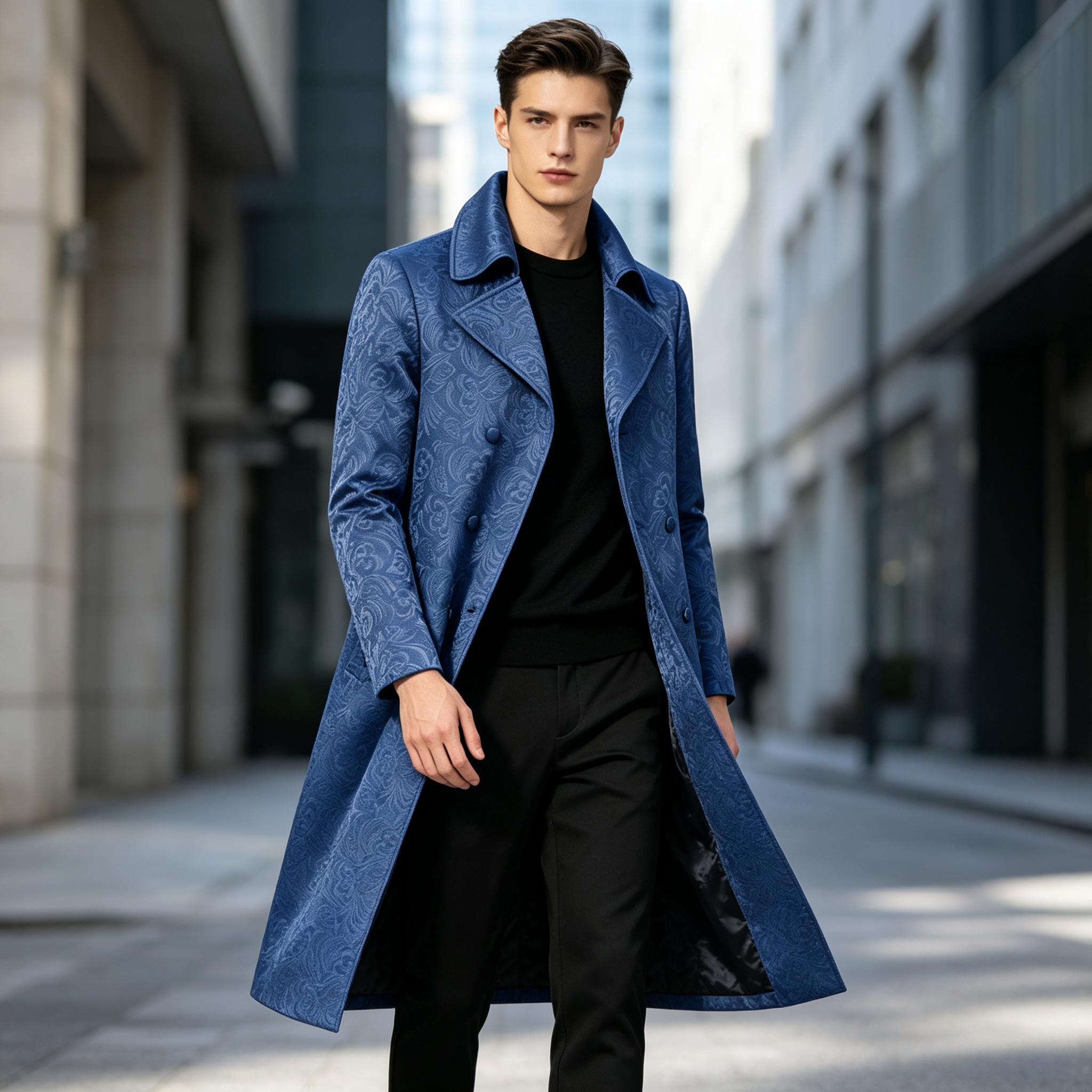 Men Luxury Jacquard Long Trenc - Men'S Grooming Club ulasan dan harga