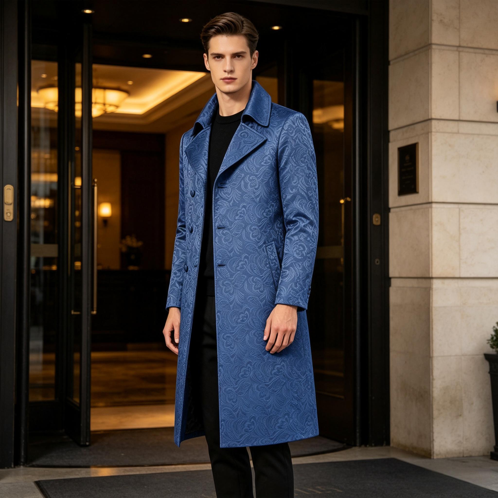 Men Luxury Jacquard Long Trenc - Men'S Grooming Club ulasan dan harga